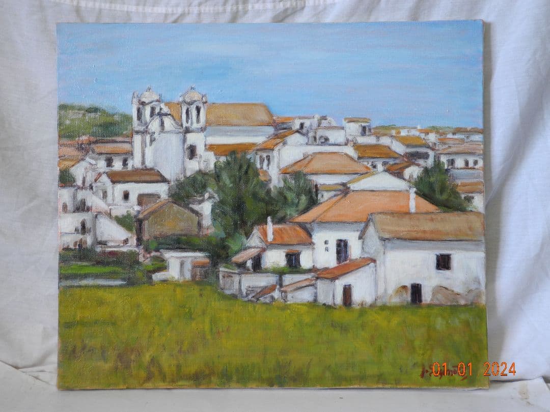 油絵スペインの田舎風景