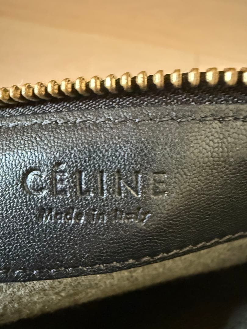 CÉLINE トリオ 黒 レザー ショルダーバッグ　ラージ