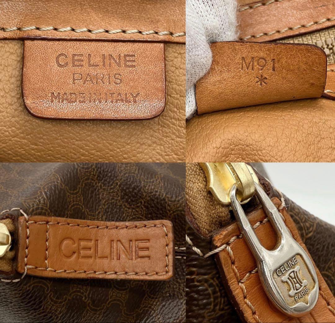 【CELINE】2wayバッグ　ハンドバッグ　マカダム柄　ダークブラウン　A4