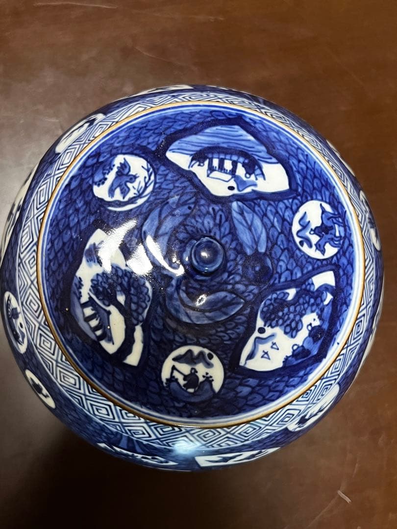 喜泉 橋本喜泉 茶道具 水指 染付 山水 芋頭 箱有り