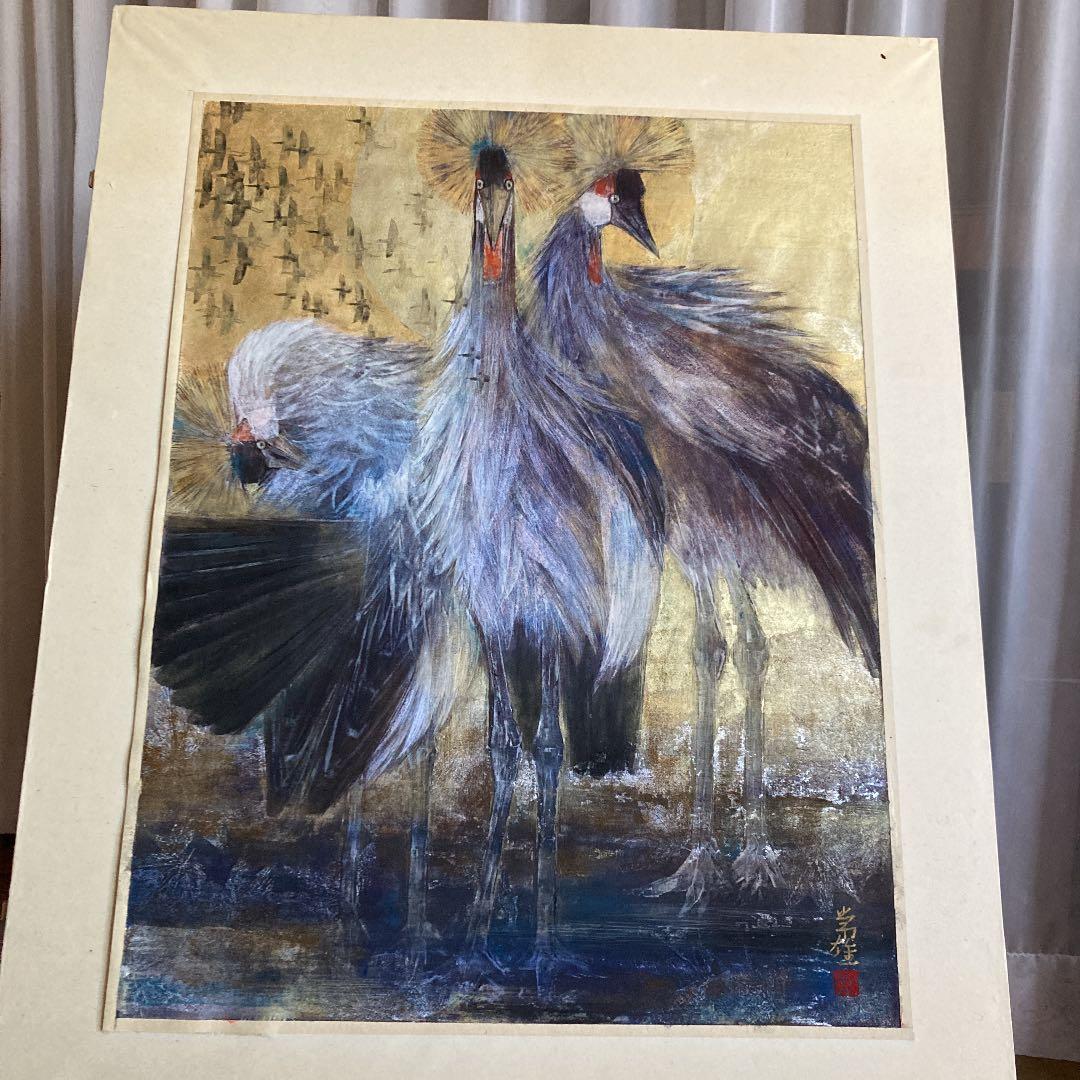 高橋常雄　冠鶴　15号　日本画