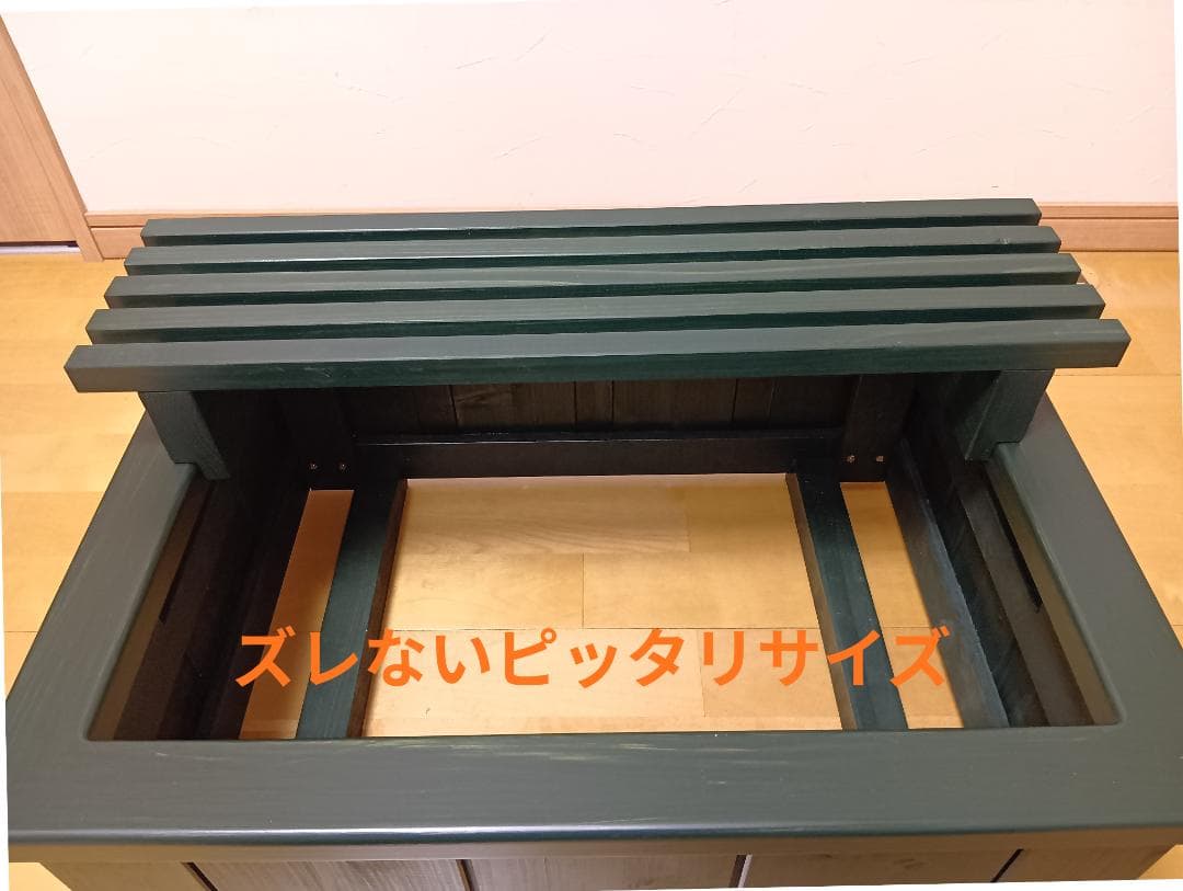 NVボックス22用 木製化粧枠＋フラワースタンド付き(タンネングリーン色）』