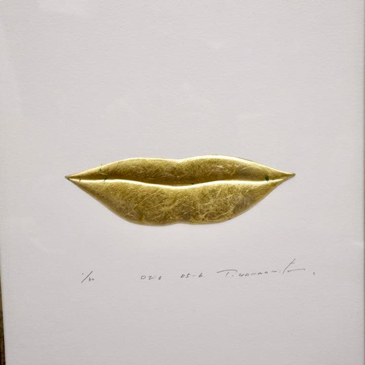 Yamamoto銘 唇 くちびる 立体 現代アート 絵画 芸術 美術 額装