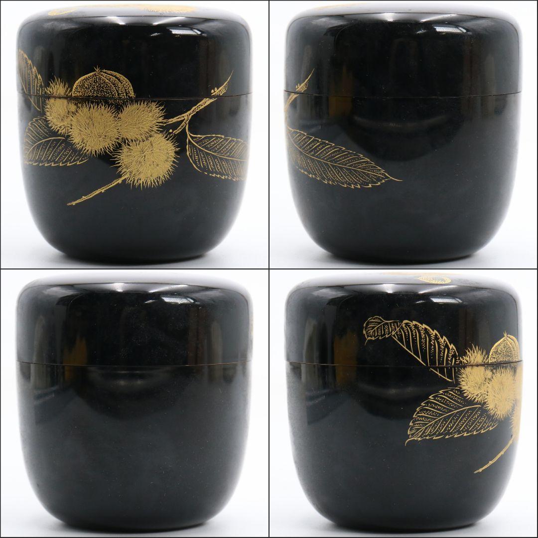 鳳山作 栗沈金 棗 茶道具 共箱共布 C813 N1