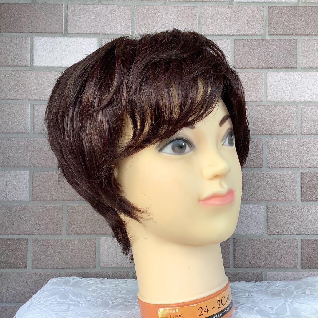 人毛100% 手植 フルウィッグ 医療用 ウィッグ ショートカール ボブ かつら