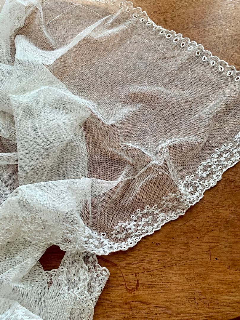 フランスアンティークチュールレースヴェール2点※ エクリュホワイト