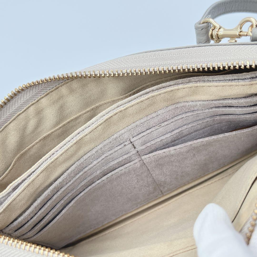 美品✨ATAO オフィスブーブー ショルダー ウォレット グレージュ