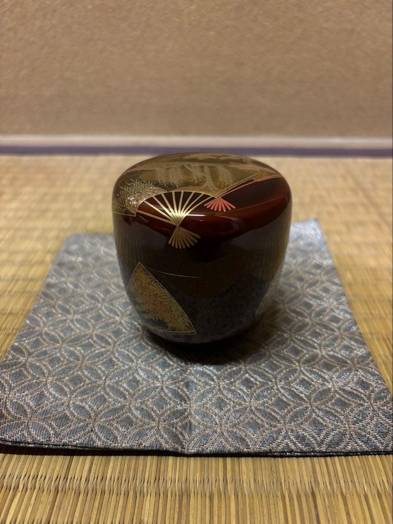 鵬雲斎 箱書 加賀蒔絵 岩倉隆弘峯 扇面大棗 棗 茶器 茶道具 山中