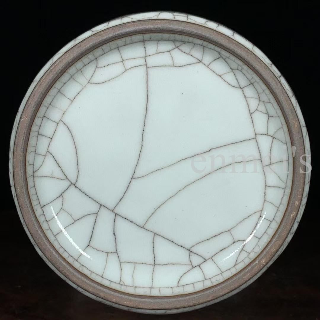 中国古美術・旧蔵品 宋代 官窑 双凤耳瓶・冰裂纹・青灰釉・花瓶・置物