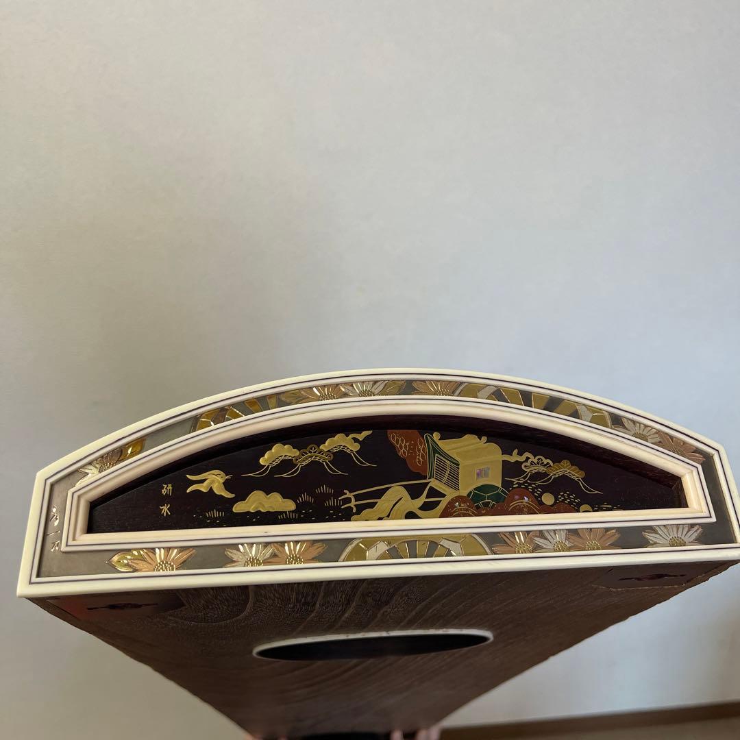 琴お琴箏すだれ彫り和楽器13弦花柄装飾並甲くり甲f721