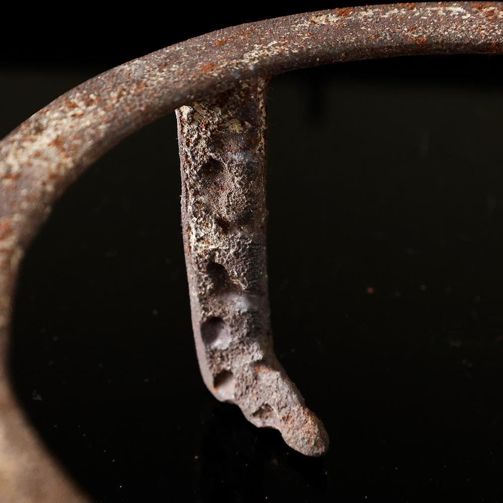 釜師 菊池 正直 作 和銑 わずく 虫喰笹瓜 五徳 茶道具 砂鉄 共箱茶道具