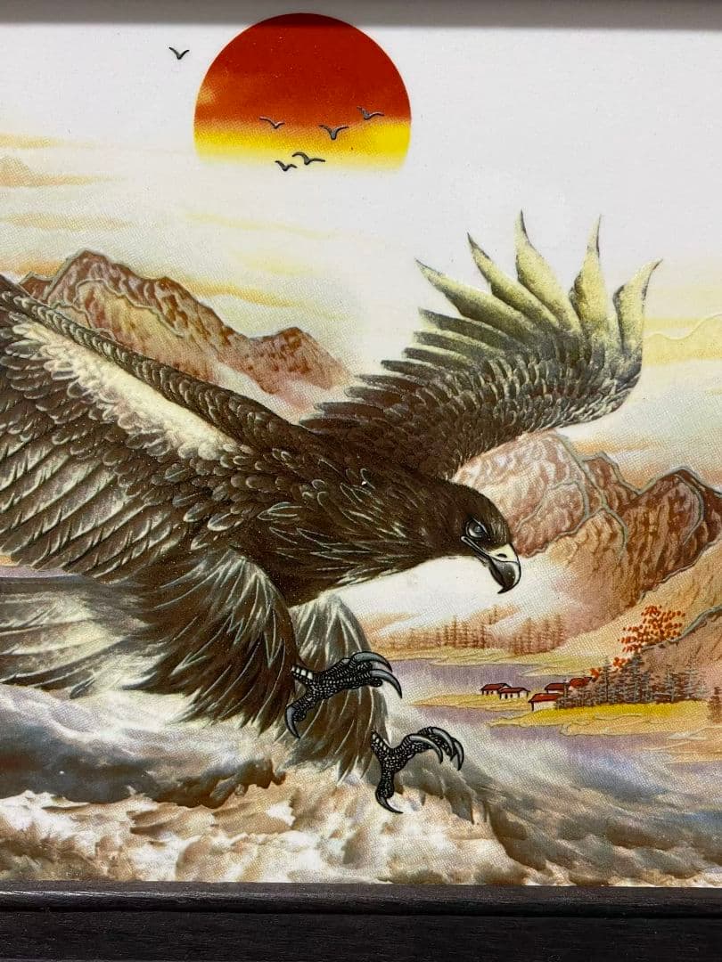 景徳鎮パステル磁器板画大展鴻図 掛屏 応接間 書斎 茶室 雄鷹装飾品