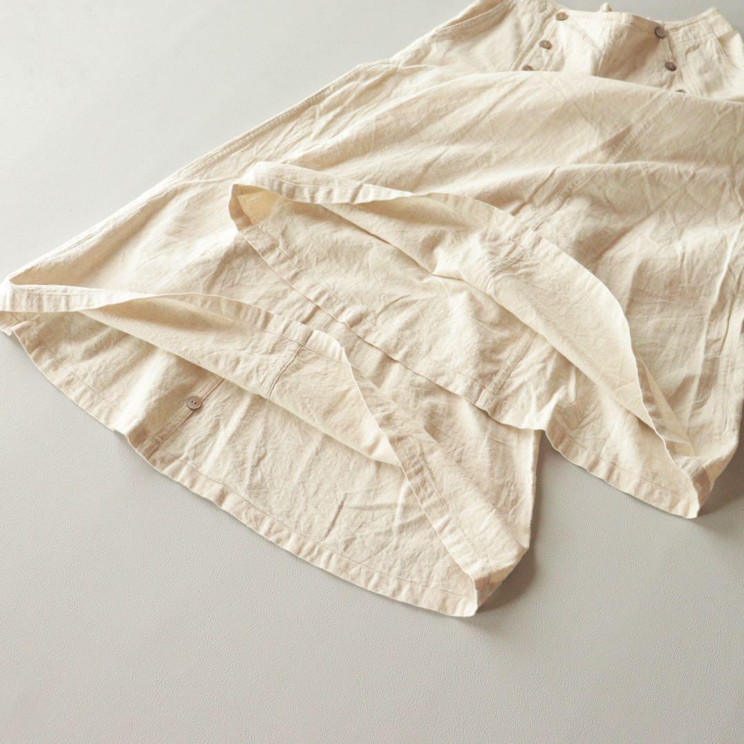 5128【美品】usaato ワイドパンツ 天然素材 シェルダブルボタン 白