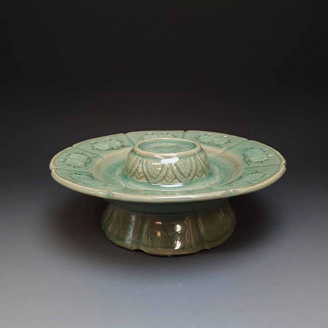 朝鮮美術 李朝 高麗青磁 象嵌花文 徳利 時代箱付 V R7220朝鮮