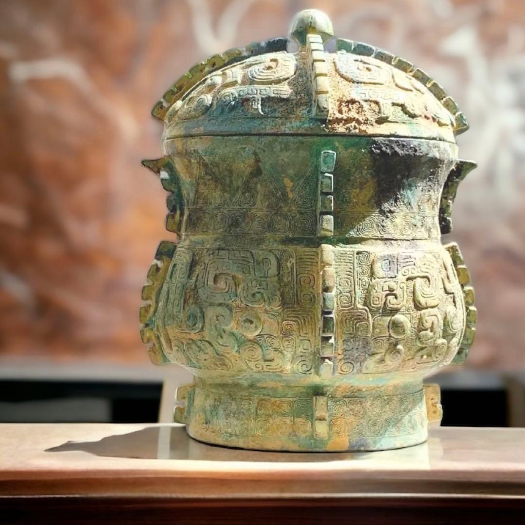 召卣 青銅器 鳳象文尊 古美術 中国骨董 アンティーク 饕餮文 酒器