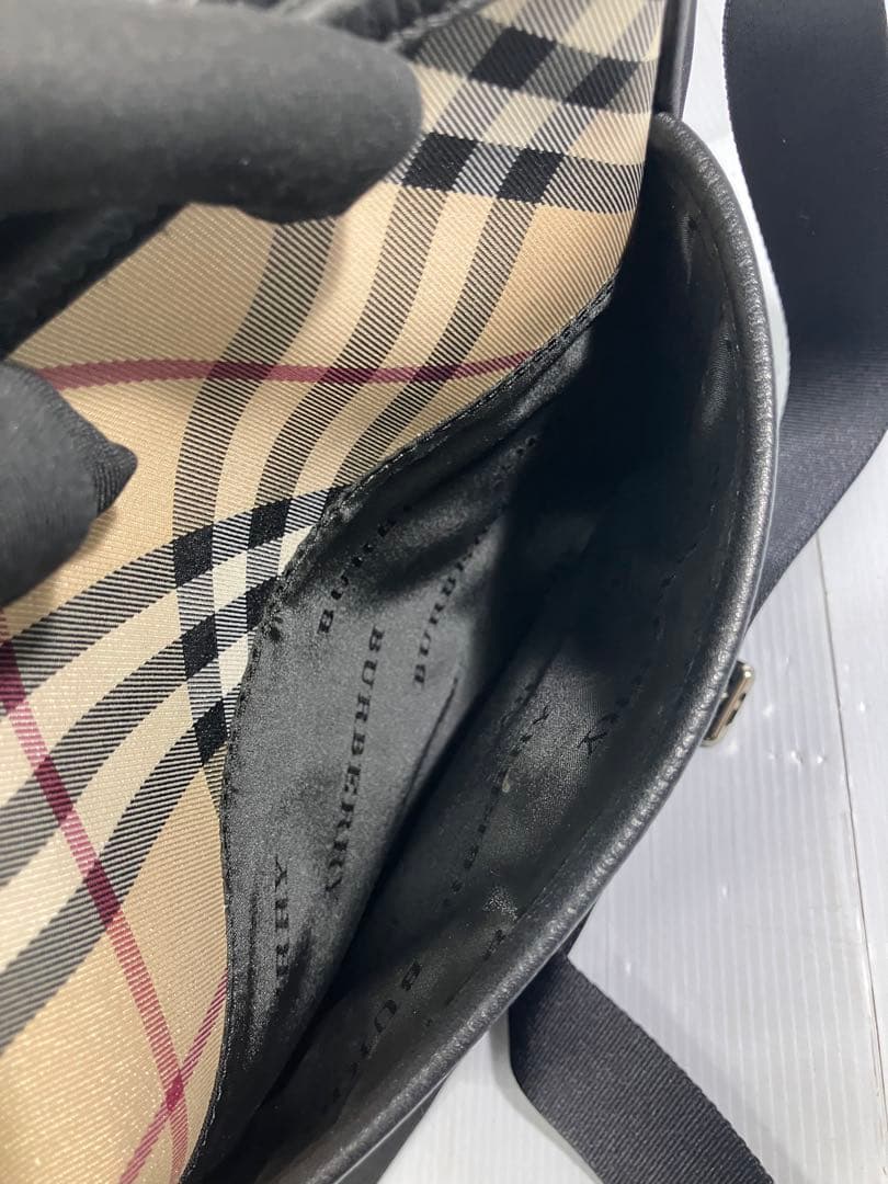 【BURBERRY/バーバリー】ショルダーバッグ キャンバス レザー チェック柄
