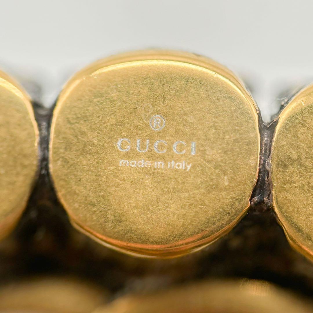 GUCCI グッチ ブローチ ダブルG クリスタル ラインストーン メタル GG