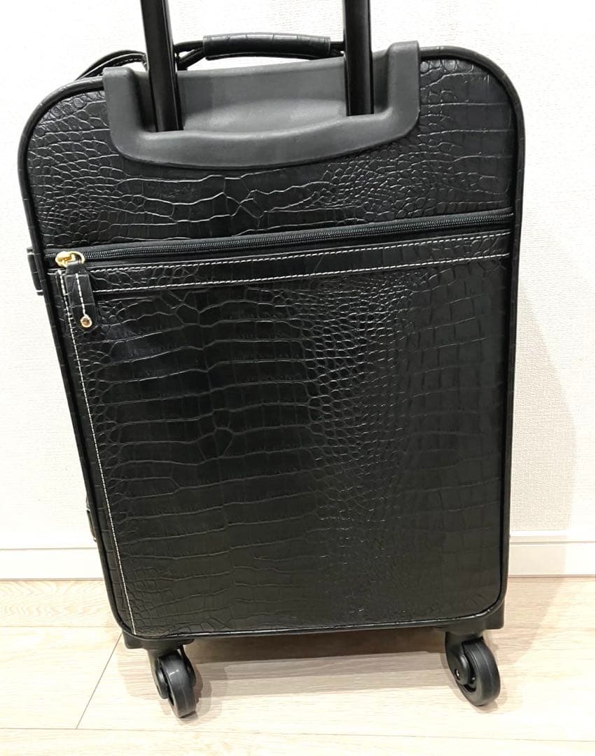 未使用級】SWANY スワニー キャリーバッグ クロコ型押し 黒 ブラック