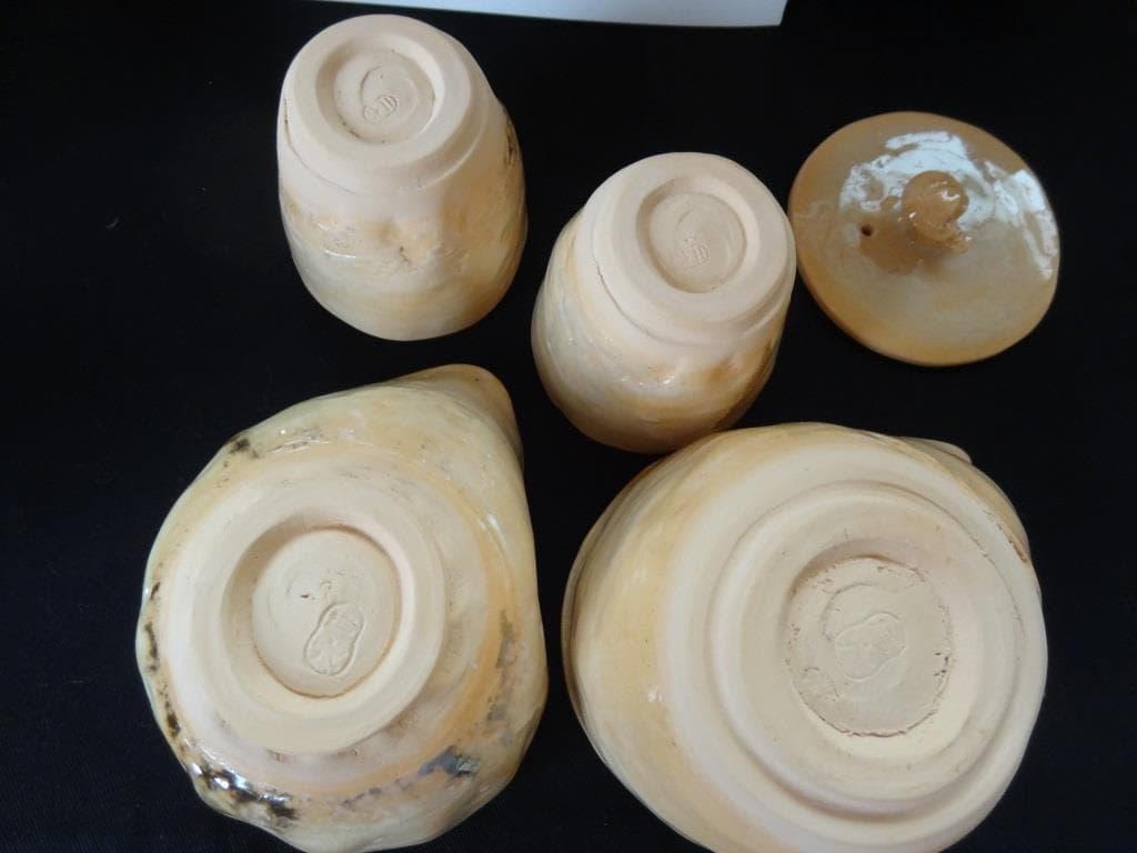 二六焼白釉茶器三つ揃煎茶器霊芝摘宝瓶急須茶碗楽山焼水月焼