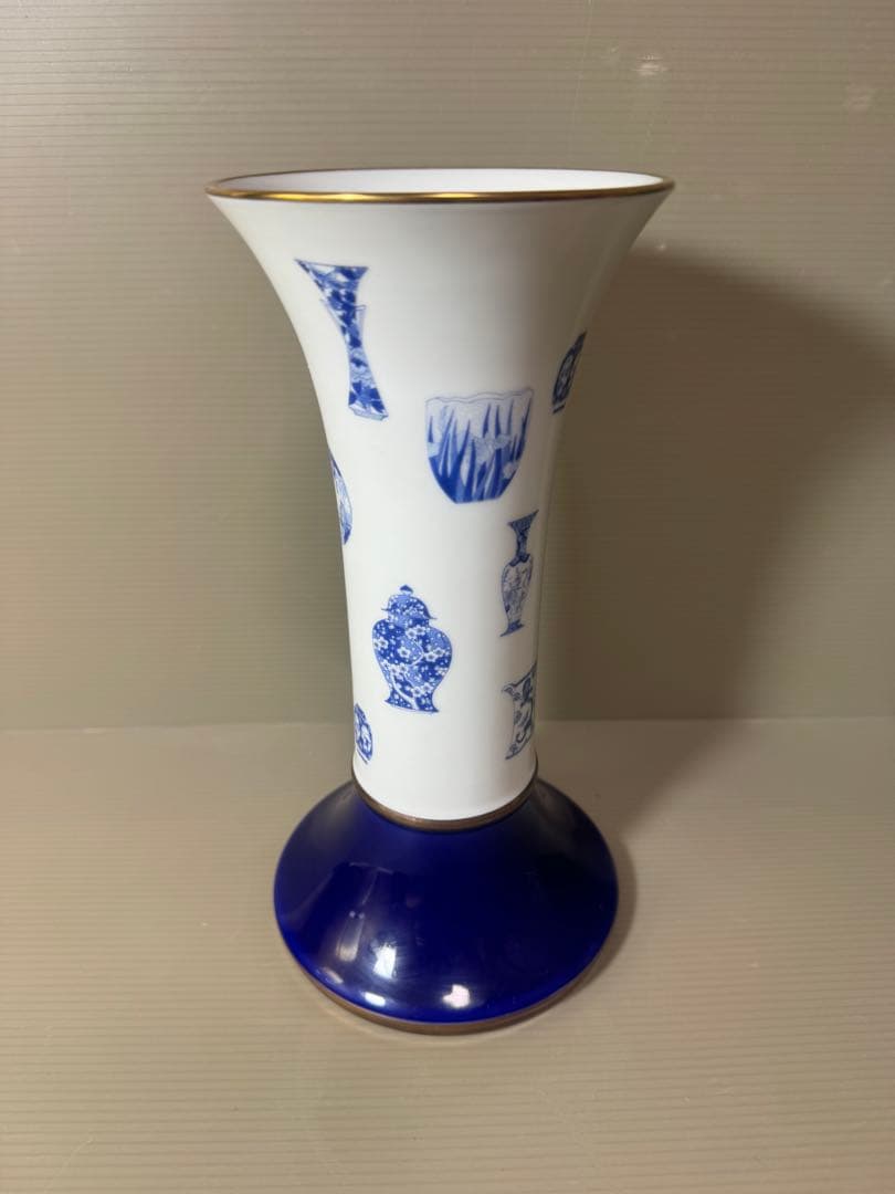 2924 深川製磁 ブルーチャイナ 花瓶 未使用