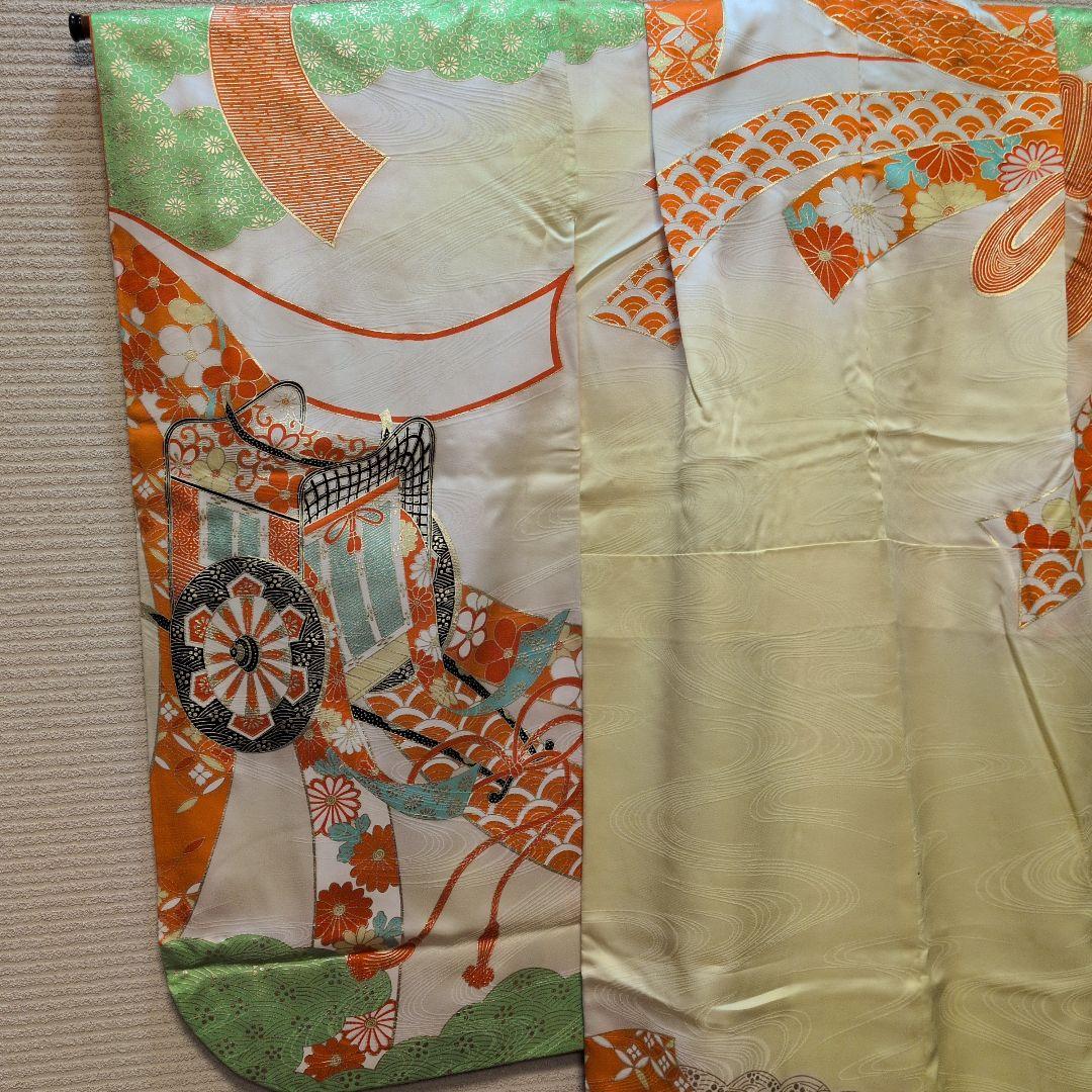 #SWG01.七五三女子７歳振袖飾帯小物付金駒刺繍御所車束ね熨斗吉祥花文金彩逸品