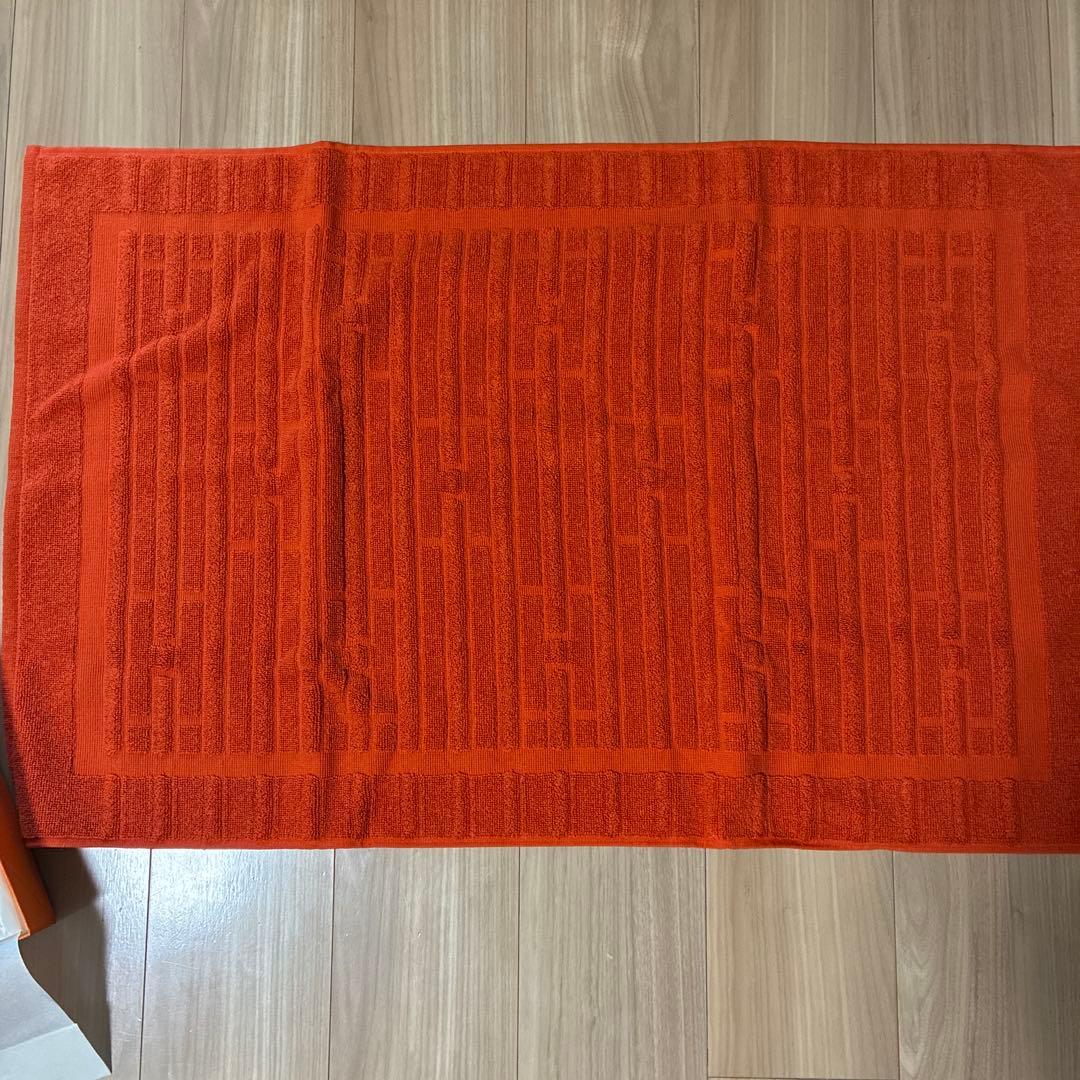 HERMES オレンジ ストライプ バスタオル