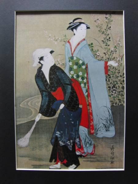 窪　俊満、観月美人図、超希少・大判画集画、新品高級額装付