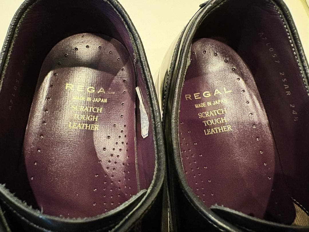 【美品】REGAL 25AR 24.5cmストレートチップ スクラッチタフレザー