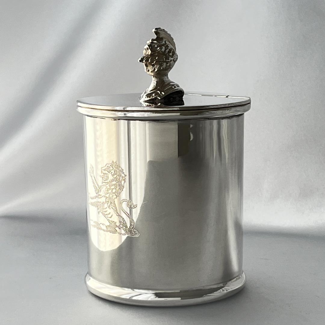 【E H Parkin & Co】騎士のティーキャディー【シルバープレート】