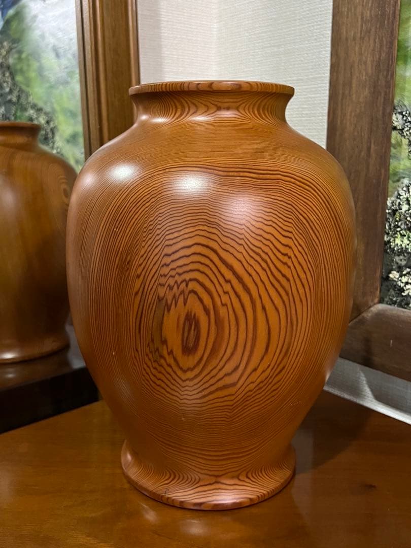 屋久杉 壺 花入 骨董品 岳南英世作 土埋木製 屋久杉