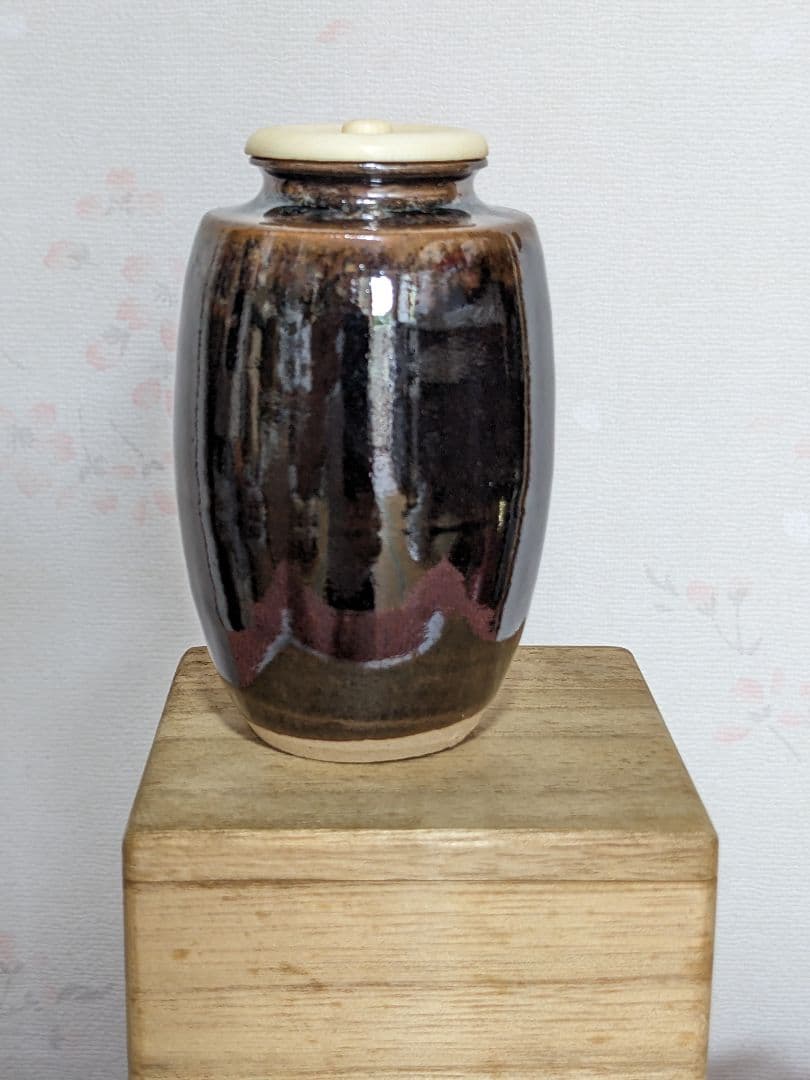 ♢茶道具 肩衝茶入 平安作 仕覆付き 薩摩間道 名物裂 共