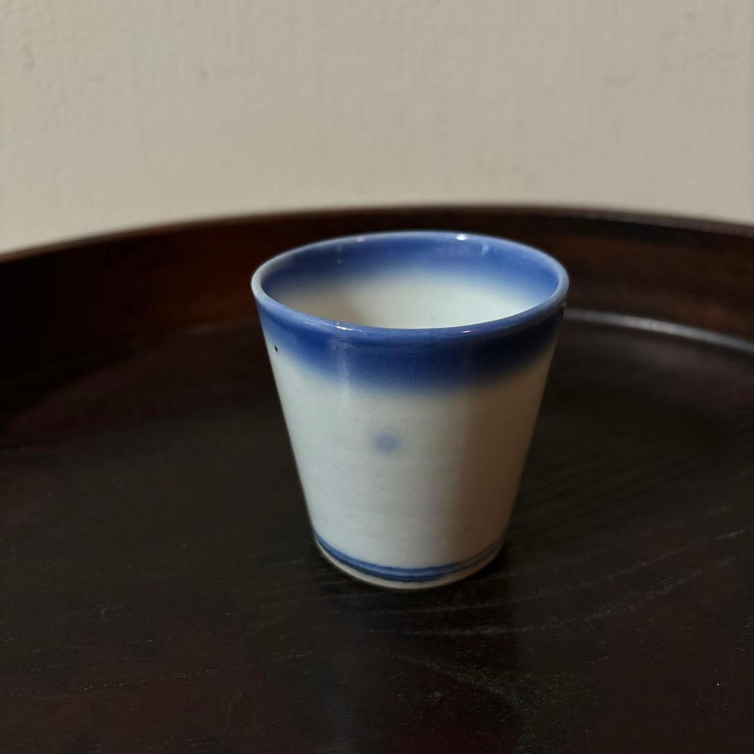 モダン輪線猪口　1点③ぐい呑み　筒盃　蕎麦猪口　伊万里　瀬戸　染付　検李朝　酒器