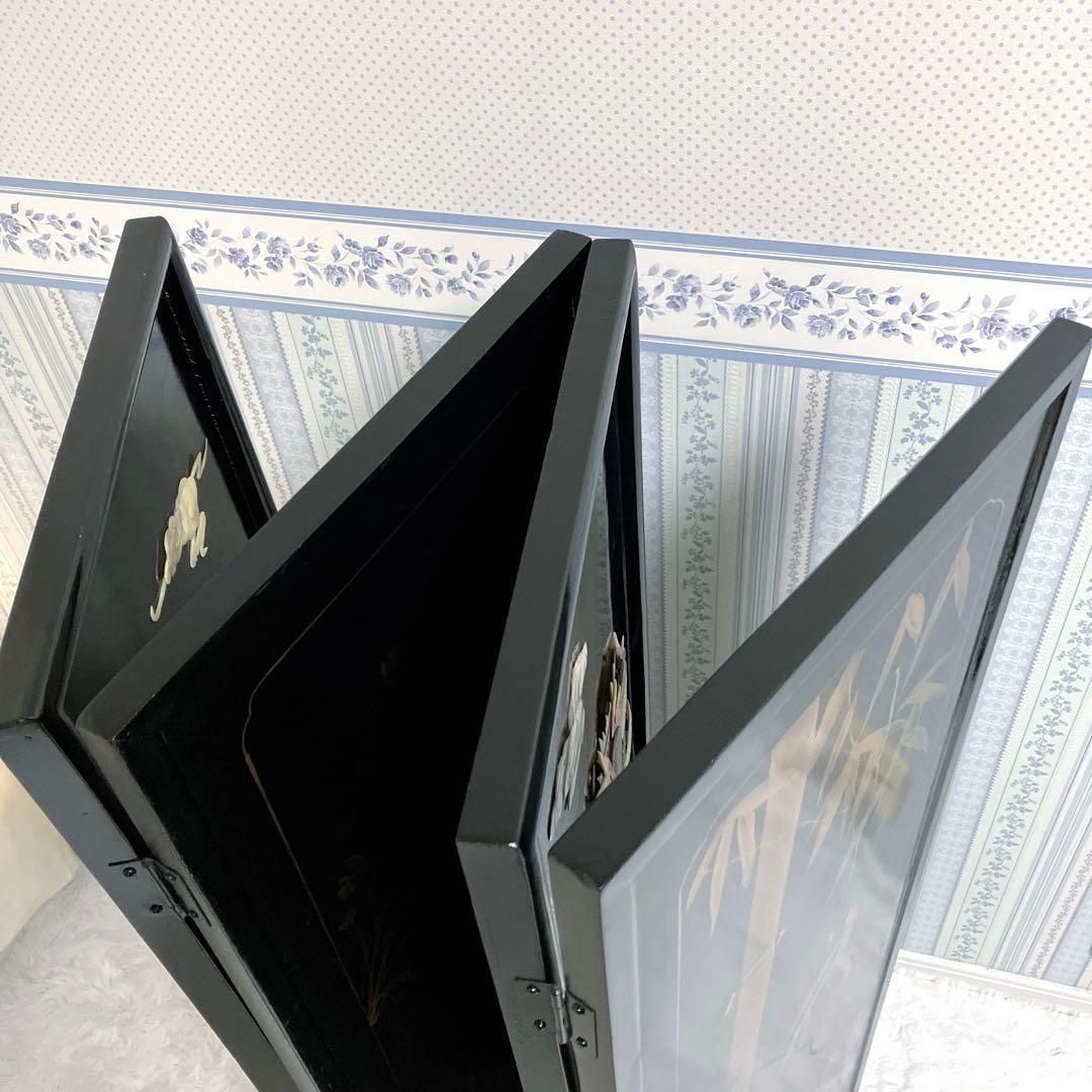 中国骨董 螺鈿細工 屏風 四龍 4連屏風 パーテーション - メルカリ