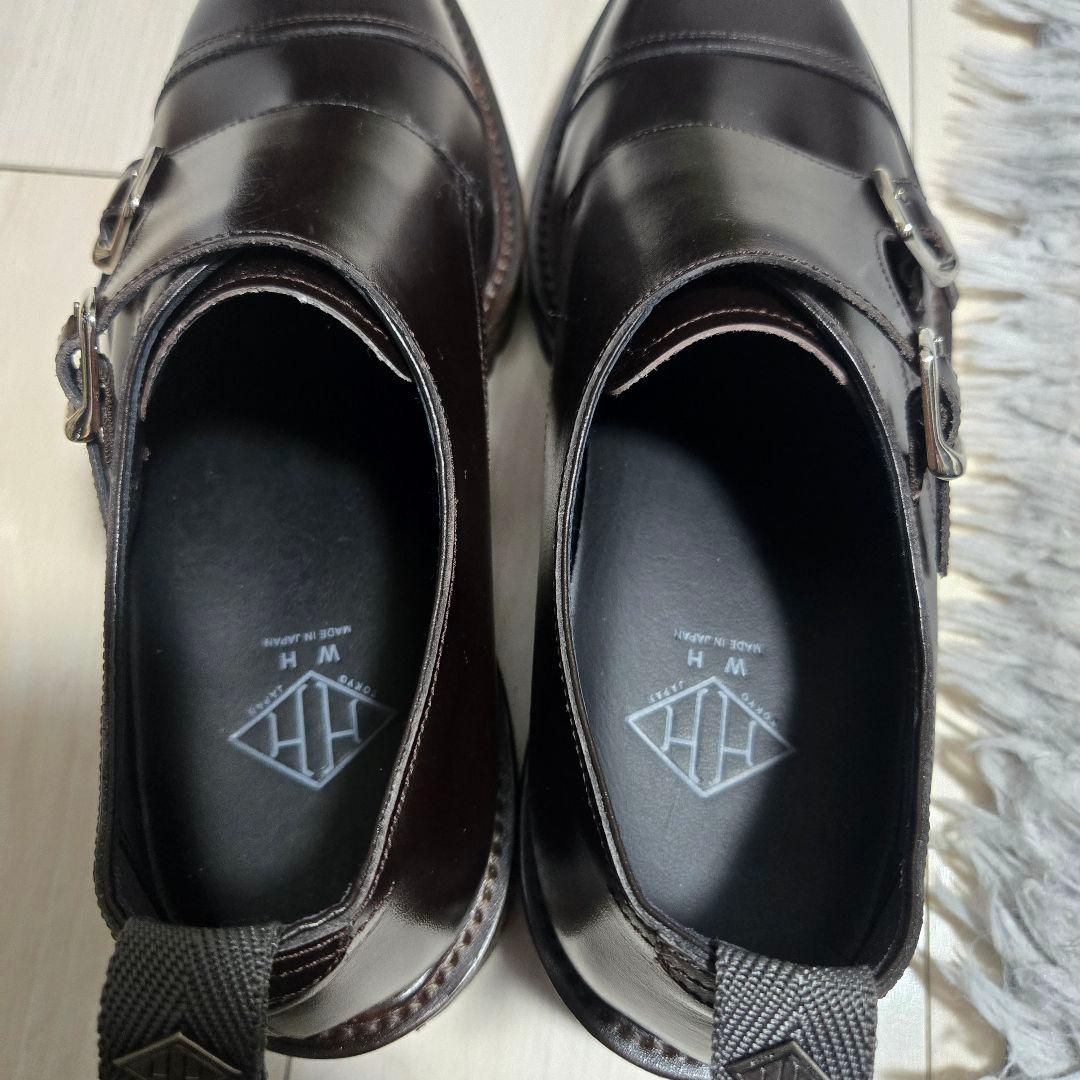 ダブルエイチ　wh ダブルモンクストラップ ダークブラウン