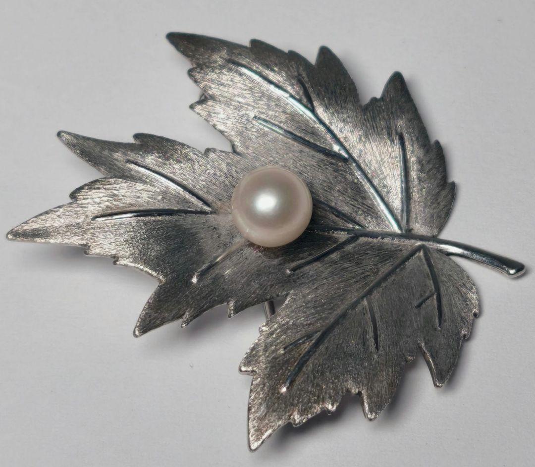 美品 最高級】ミキモト ブローチ パール リーフ 1珠 皇室御用達 正規品
