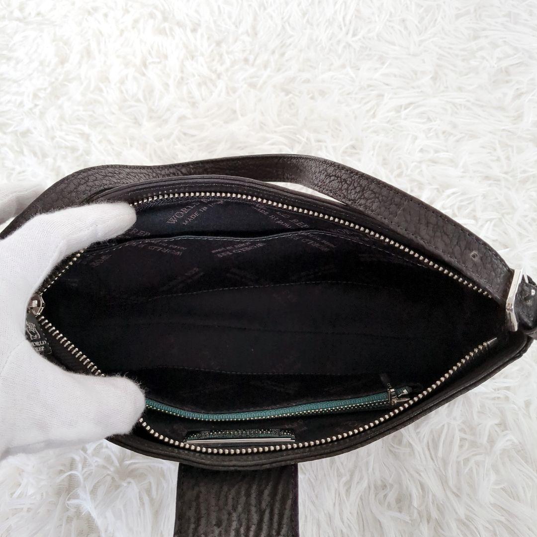 極美品✨️JRA認定　シャークレザー　本革ハンドバッグ 2wayショルダー　黒