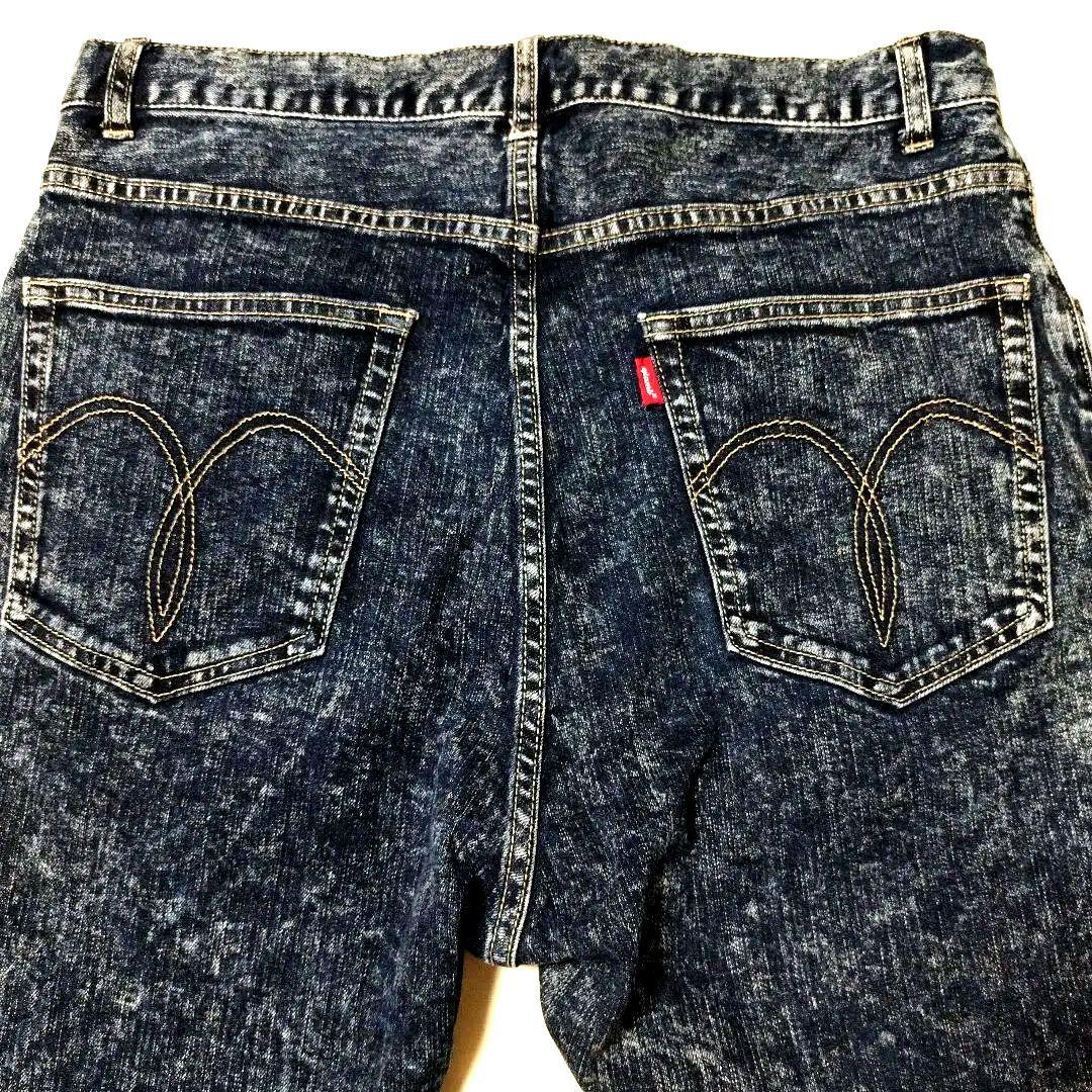 glamb ラスティデニムイージーパンツ ケミカルウォッシュ加工 インディゴ 2