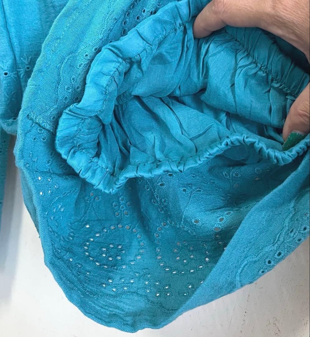 ピンクハウス ボトムス ワイドパンツ ガウチョ 総カットワーク刺繍 裾