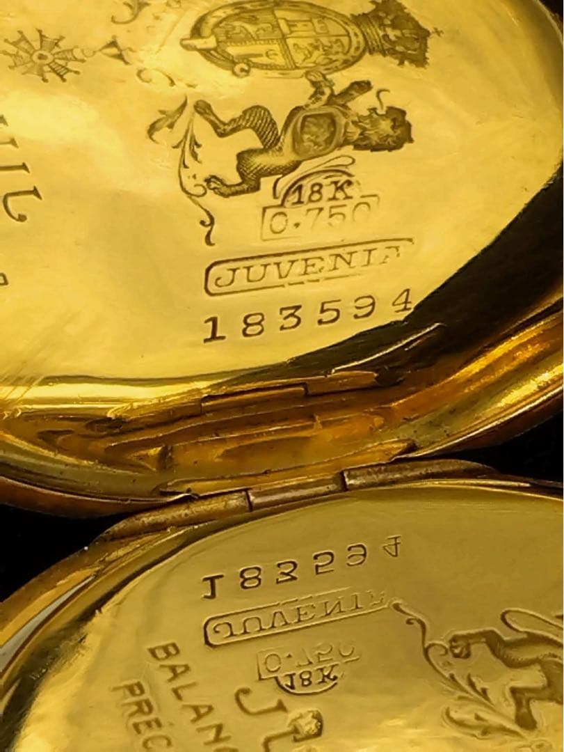 JUVENIA ジュベニア 金無垢懐中時計 18金 18K 43g アンティーク