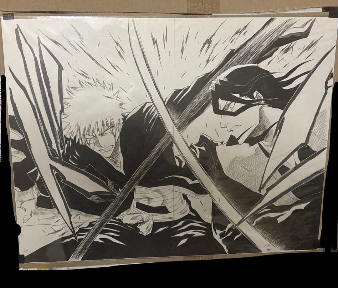BLEACH 複製原画 黒崎一護 vs 朽木白哉 原画展 ポスター 久保帯人