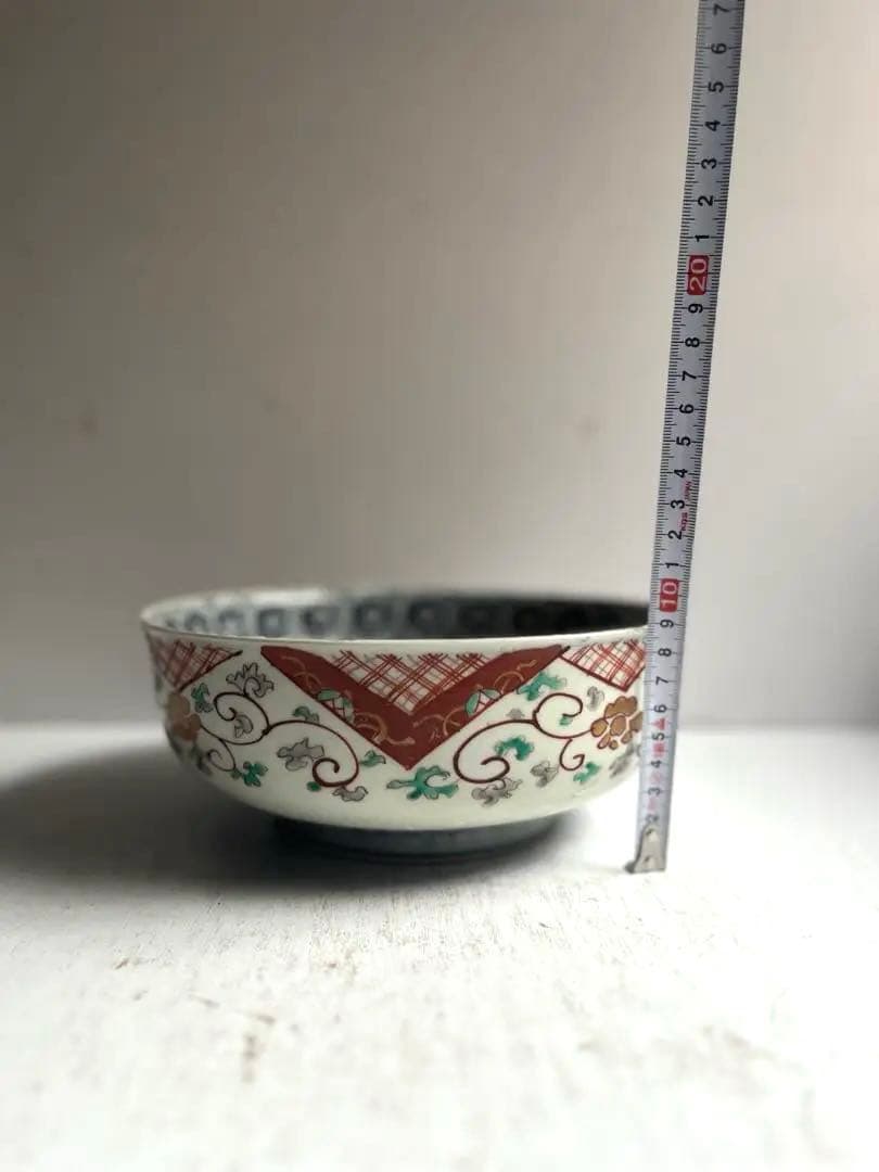 518 骨董 アンティーク 古伊万里 染付 豪華 色絵金彩花鳥図7寸鉢 幕末