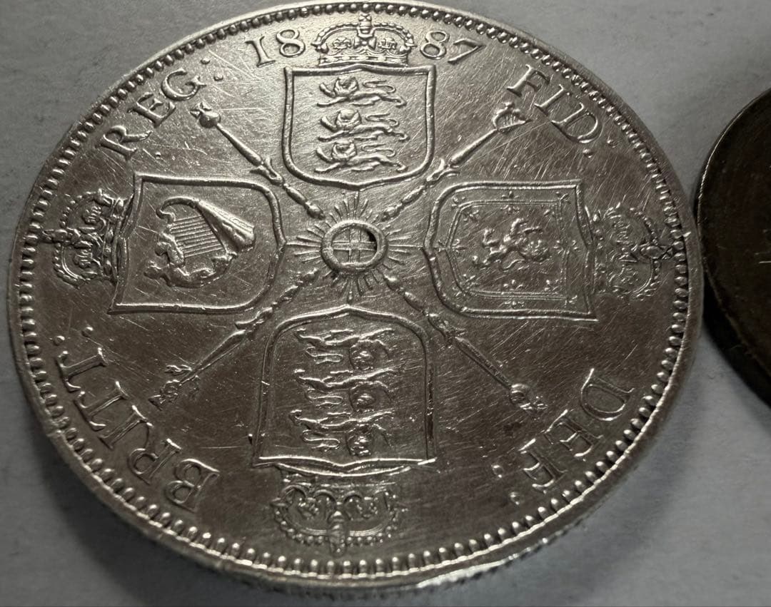 R*a様 1887年英国ジュベリーヘッドヴィクトリア女王 フローリン銀貨