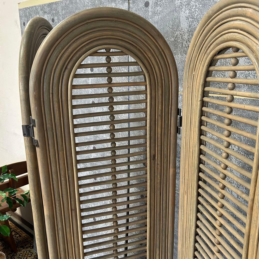 shuca様専用꧁籐家具꧂ラタン4連パーテーション ブラインド 間仕切り