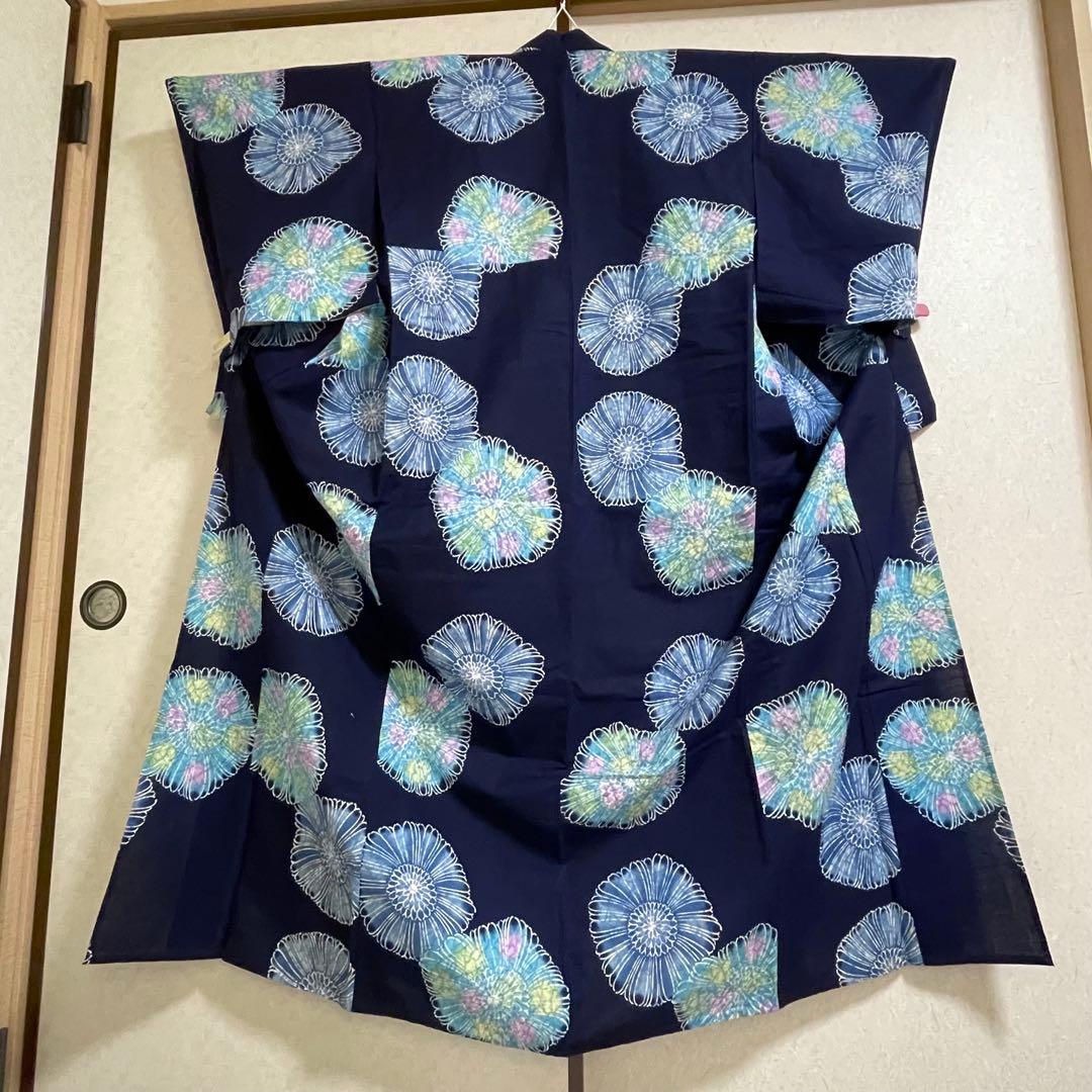 浴衣 単品 お祭り 花火大会 盆踊り 藍色 紺 大人 きもの 小紋