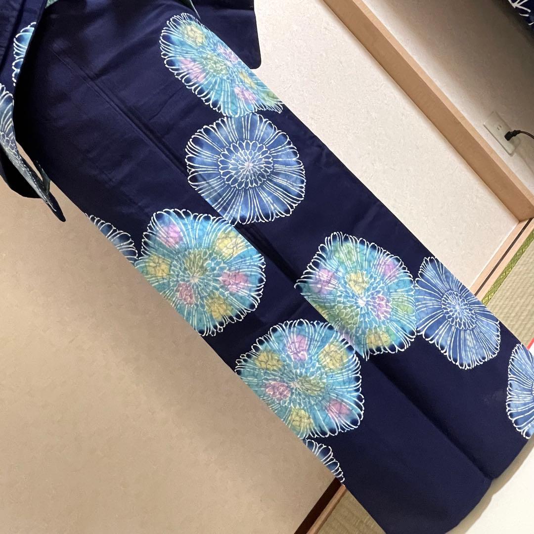 浴衣 単品 お祭り 花火大会 盆踊り 藍色 紺 大人 きもの 小紋