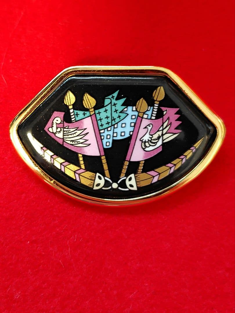 HERMES エルメス ブローチ エマイユ 七宝焼