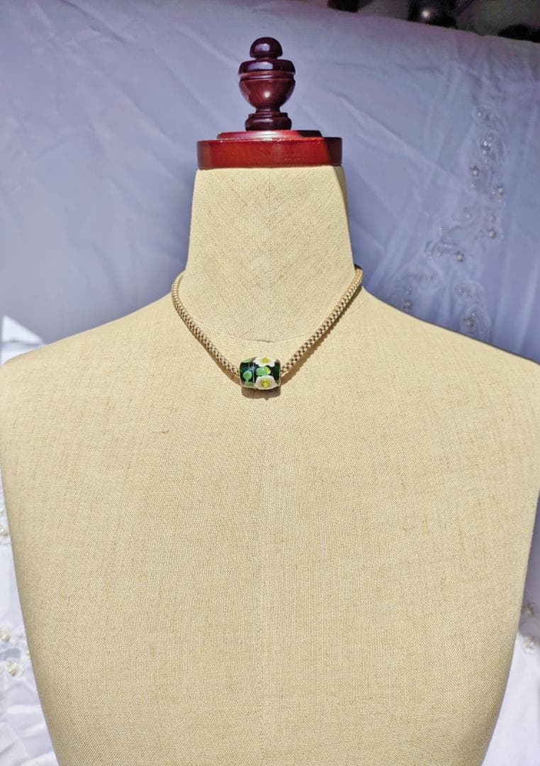 吉田正子トンボ玉（貳拾伍） 「江戸組み紐」ネックレス ガラス玉に込め