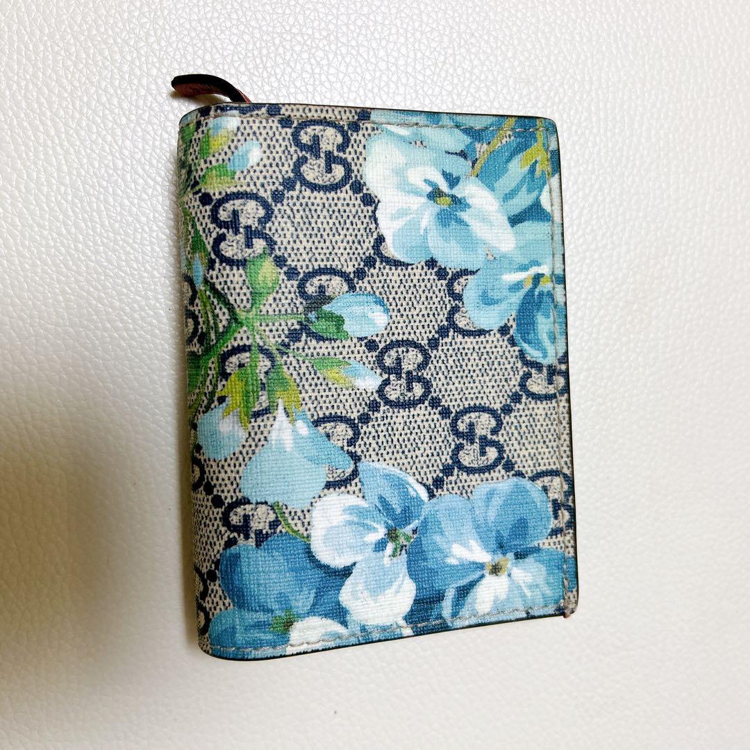 GUCCI 花柄 二つ折り財布 ブルームス水色