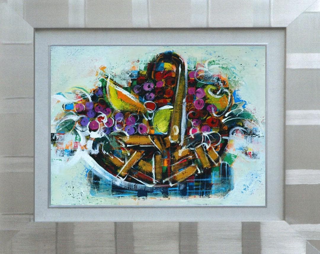 油絵 菅家令子 インテリア uF6-061403 静物 フルーツ