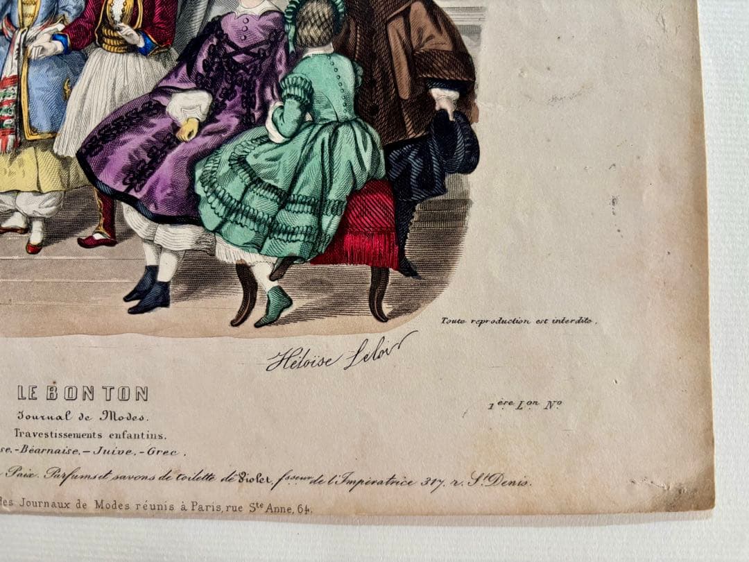 フランスアンティーク 19世紀の雑誌 Le Bon Ton 挿絵版画 ヘロイーズ